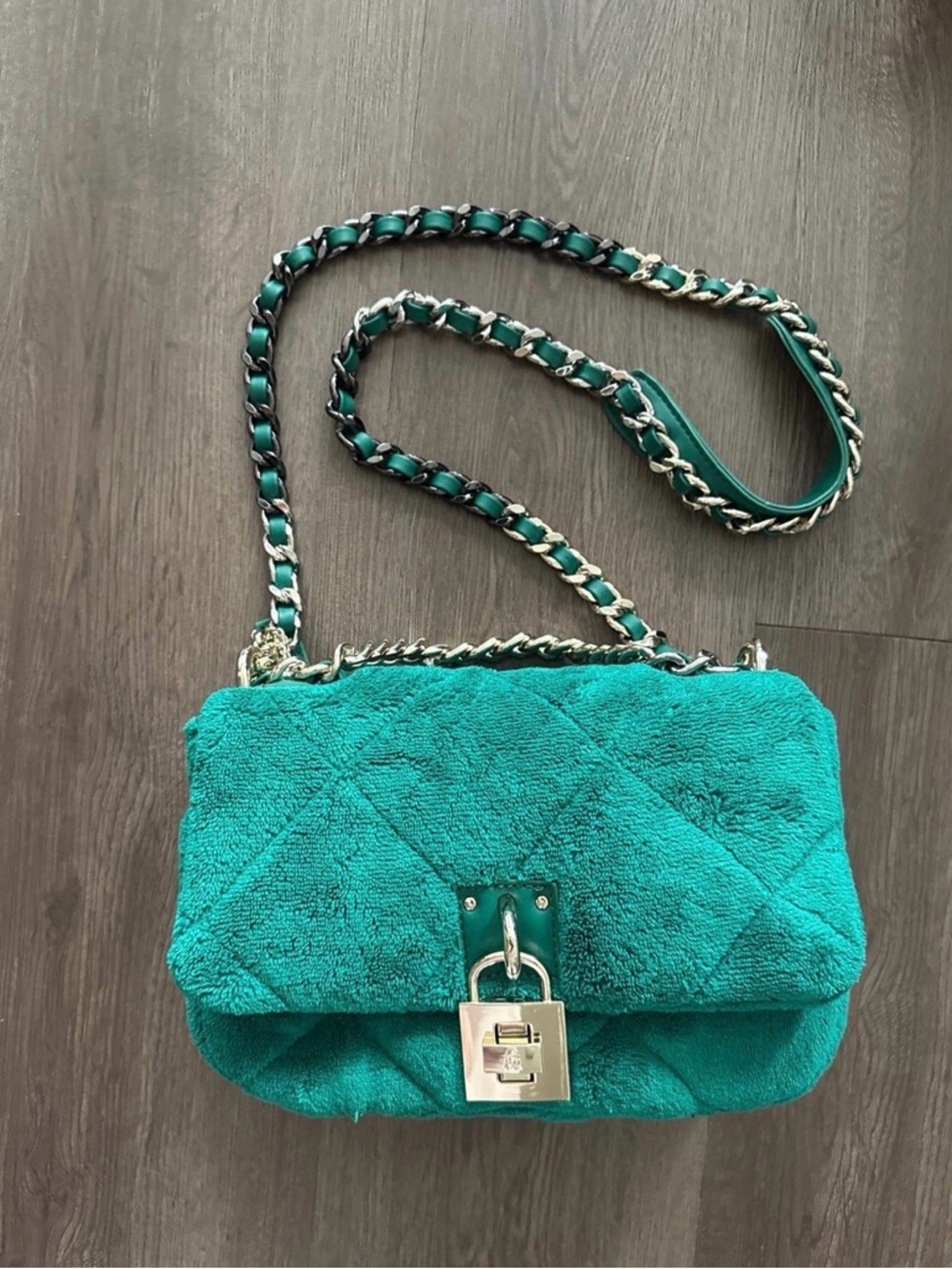 Steve Madden Teal Quilted Chain Crossbody Bag